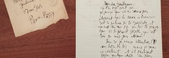 Lettre et enveloppe - Courrier écrit par Pablo Picasso à Guillaume Apollinaire