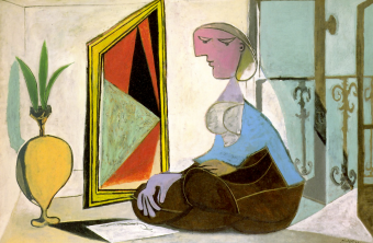 Femme au miroir (Femme accroupie) : peinture par Pablo Picasso
